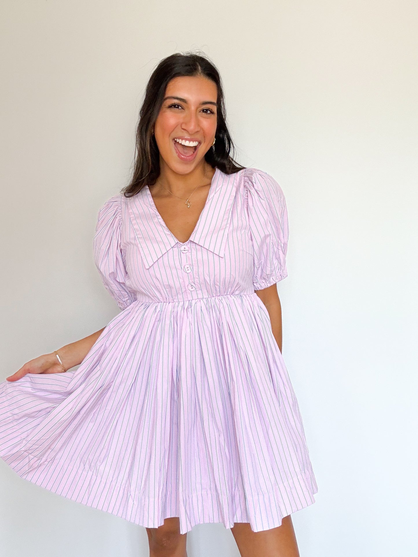 candy pinstripe babydoll dress
