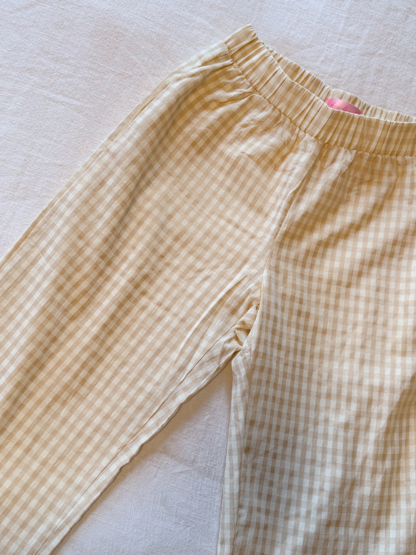 gingham relaxed pants -TAN