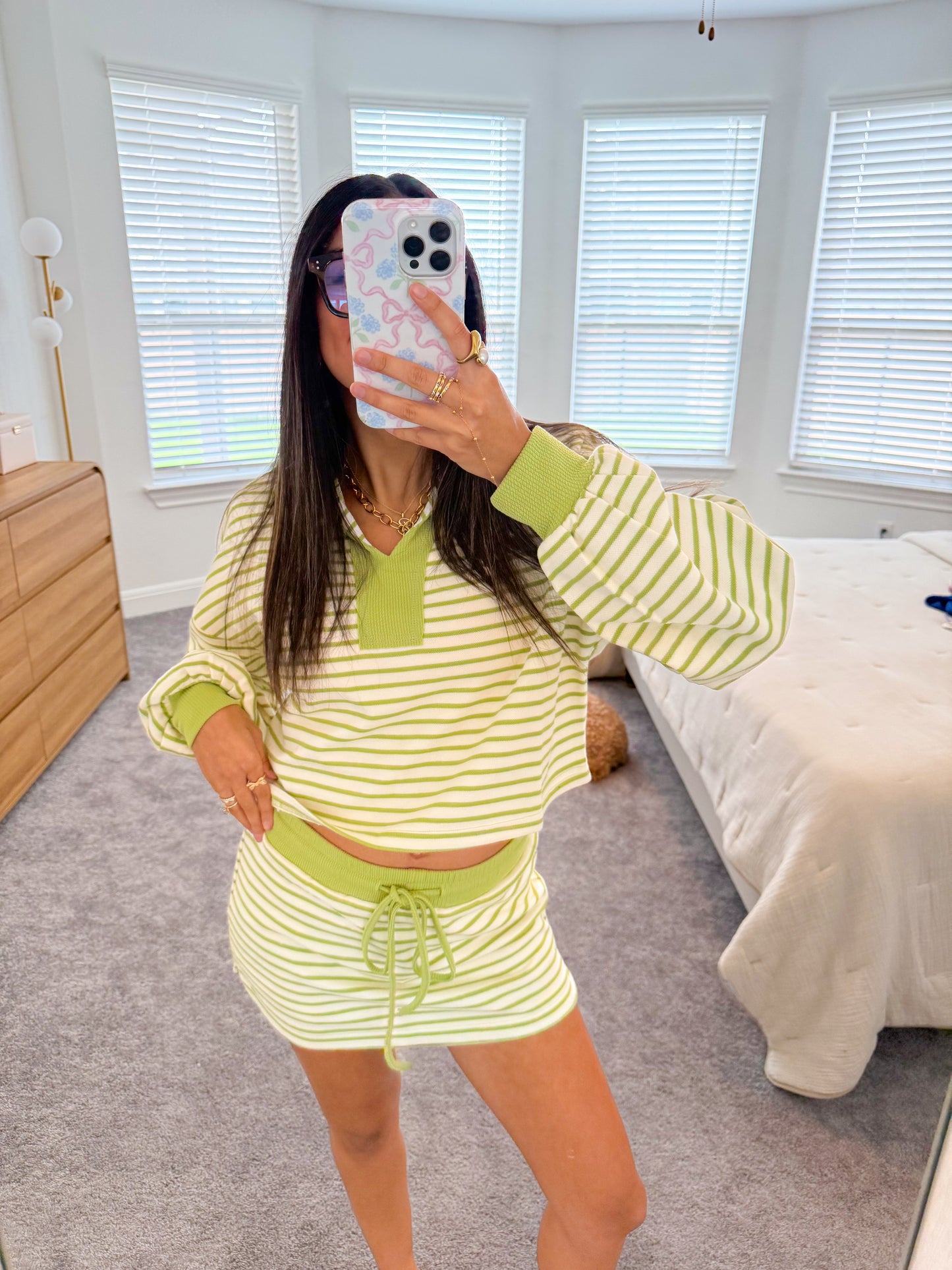 beachy striped set -LIME