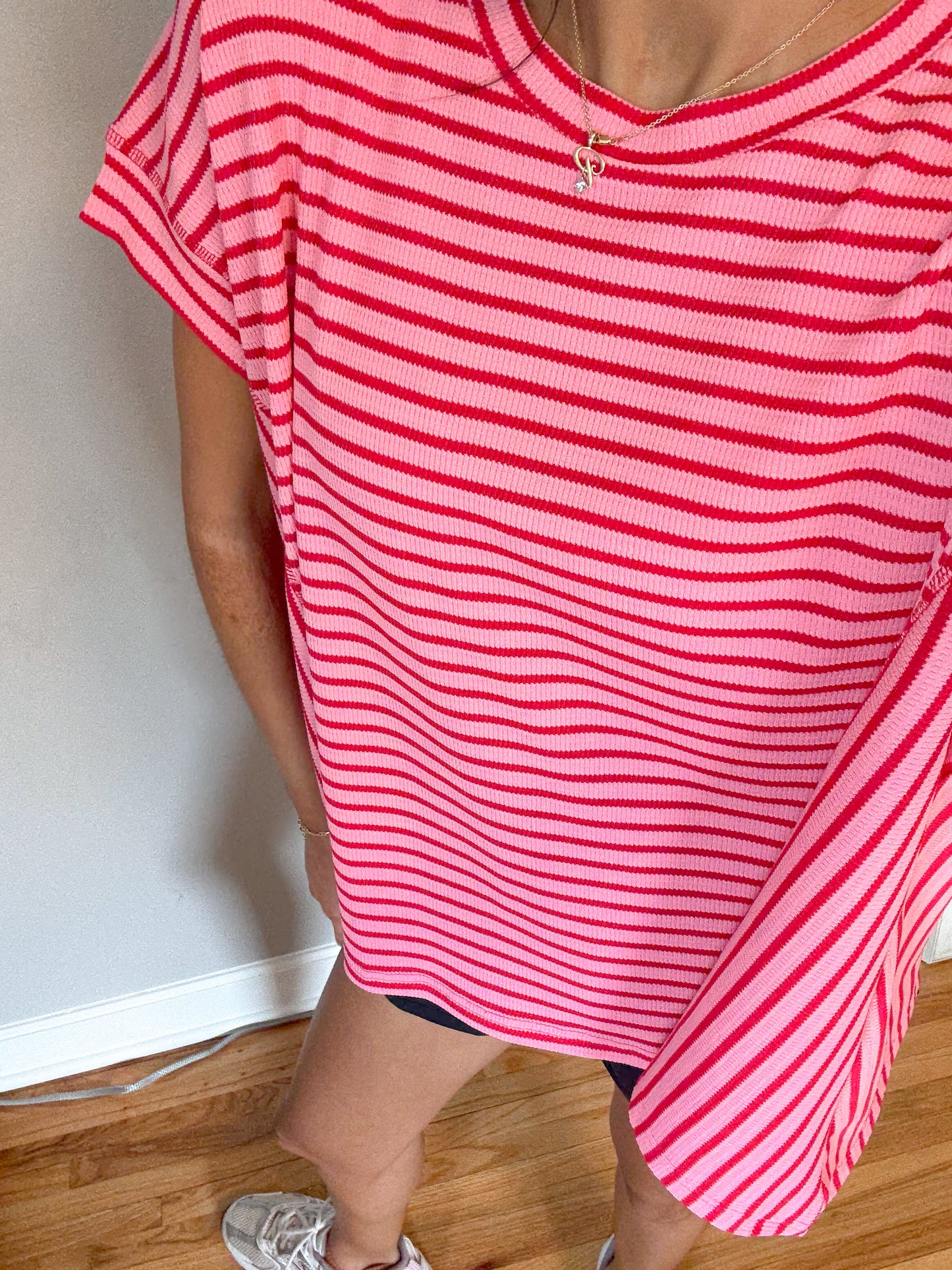 candy striped oversized tee