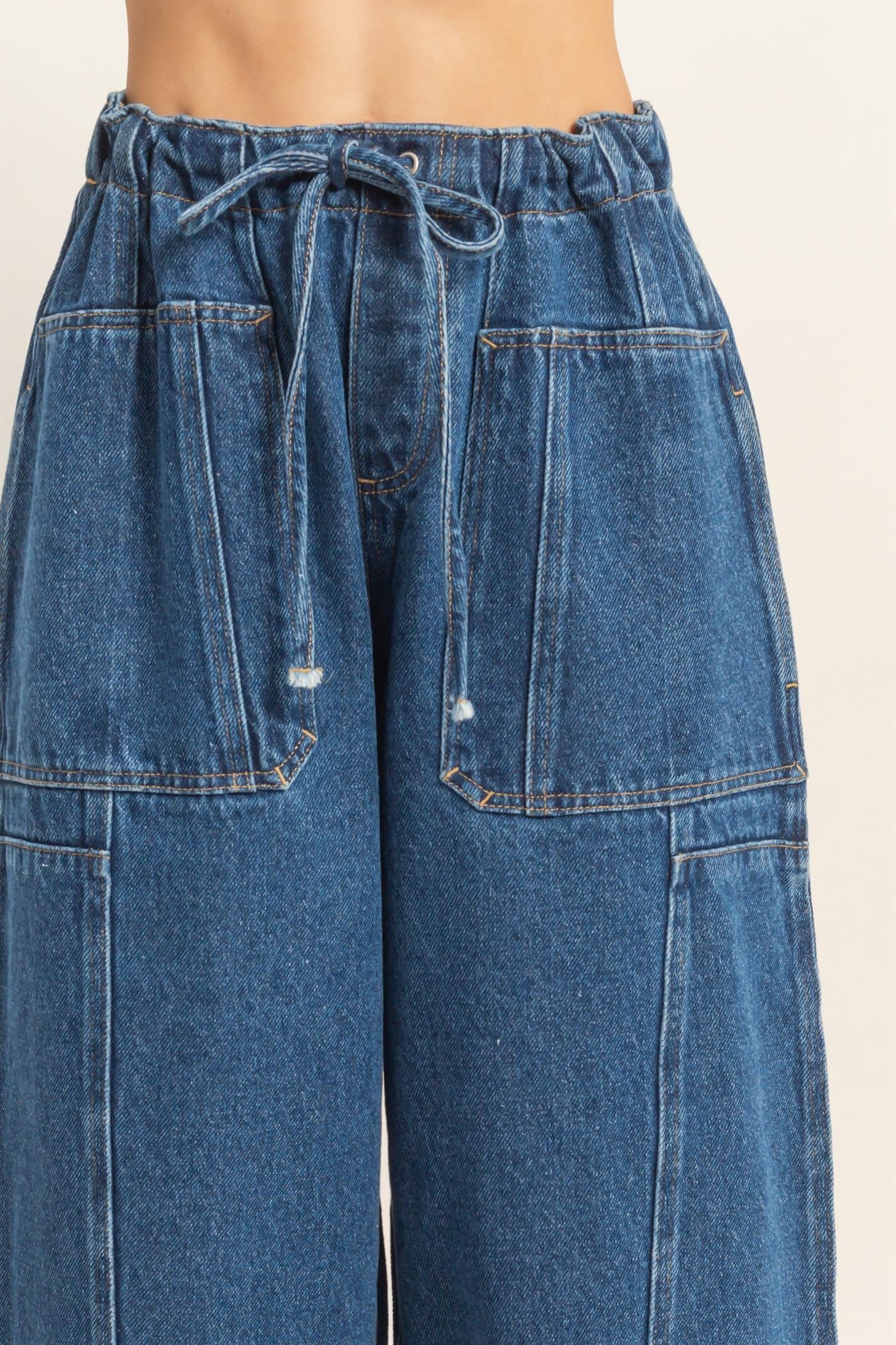 daily denim barrel jeans -DARK