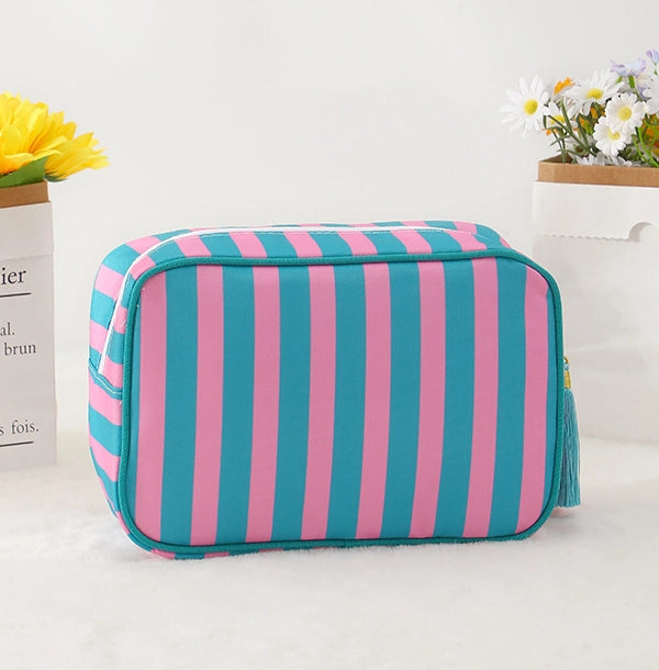 striped makeup bags