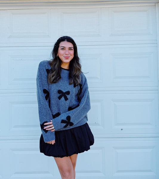 bow velvet sweater