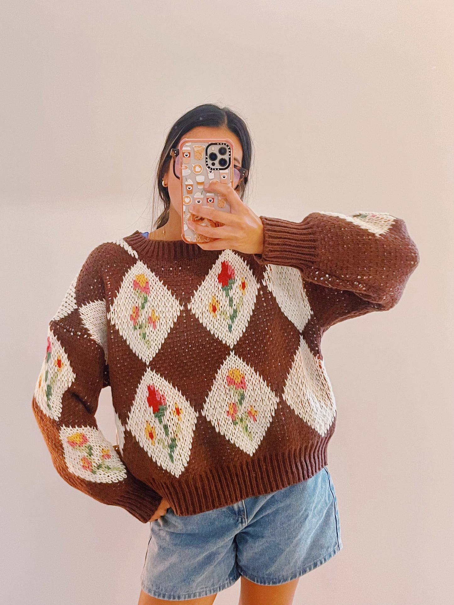 vintage rose sweater -ESPRESSO