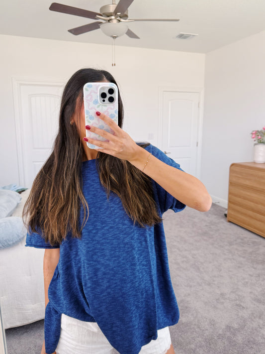 the basic oversized top -BLUE