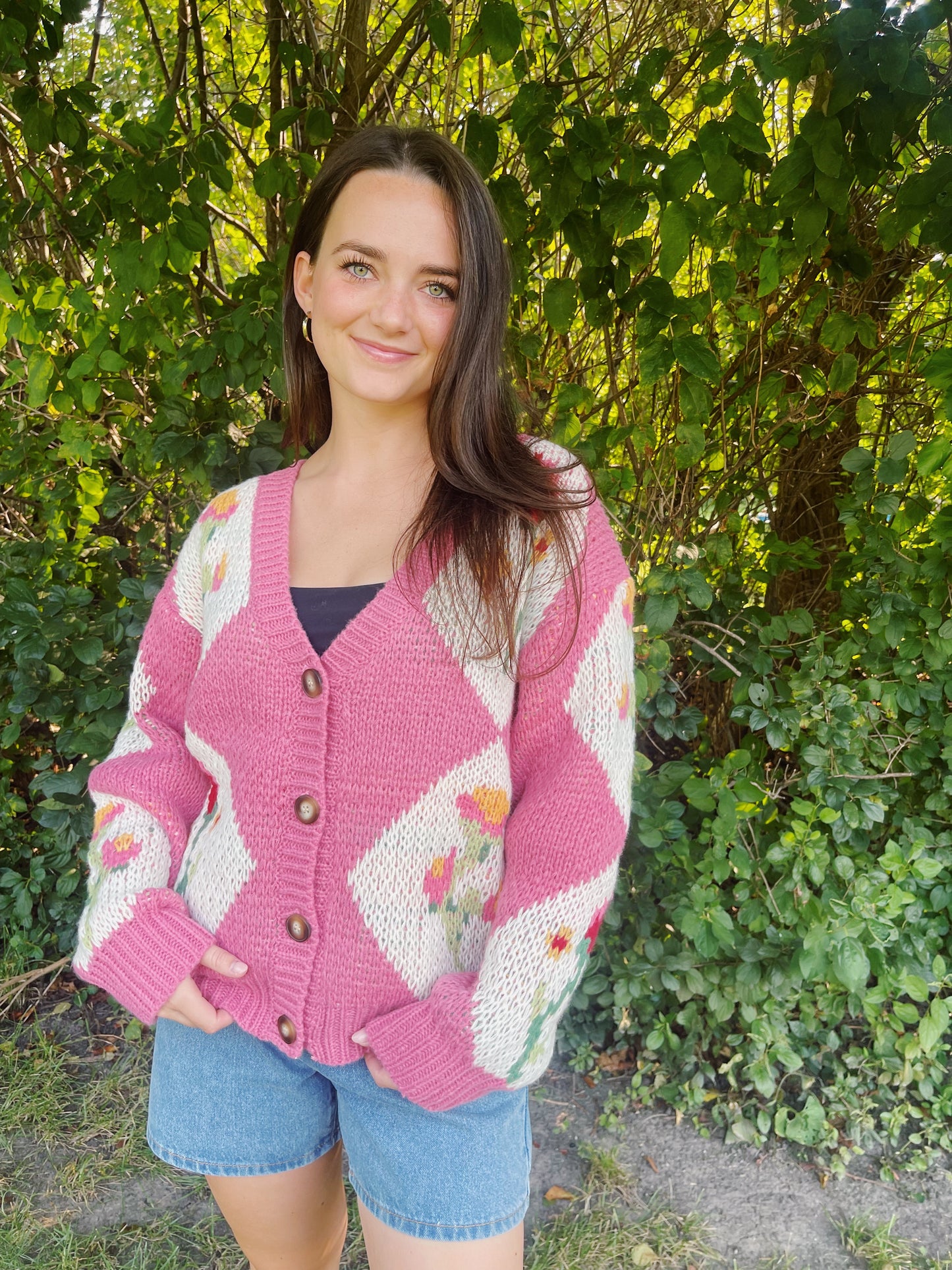 vintage rose cardigan -PINK