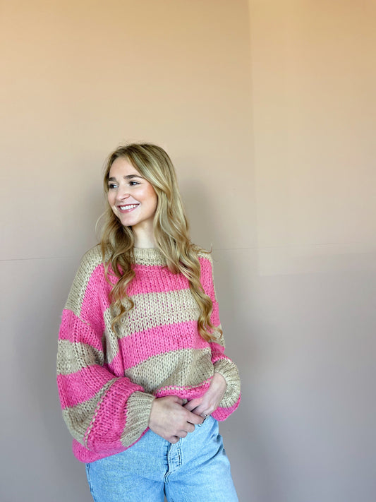 sailor knit sweater -pink