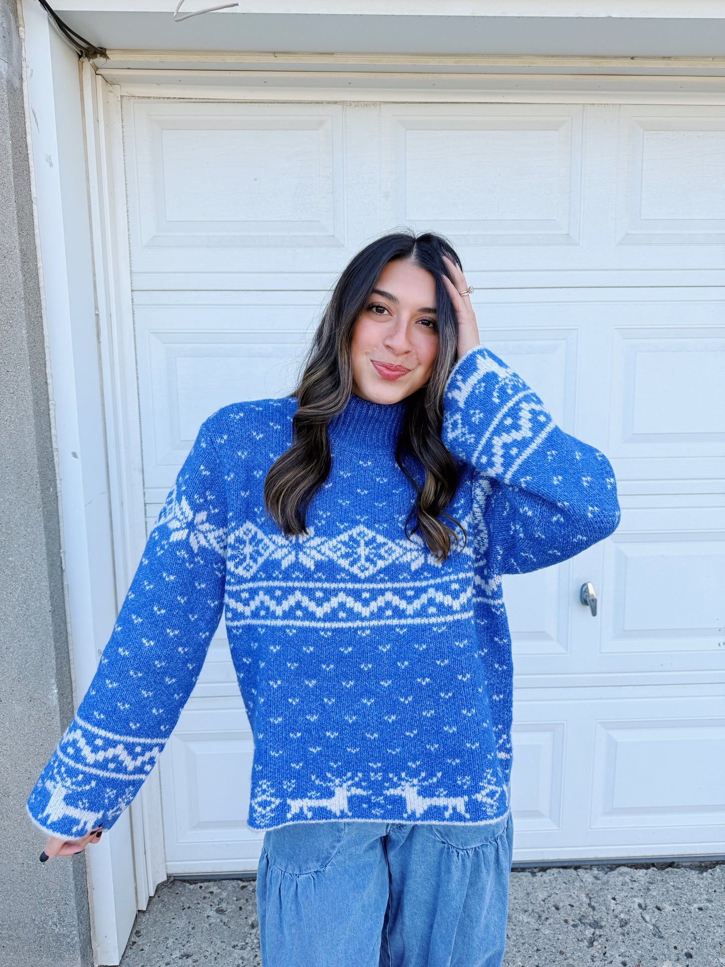 vinage holiday sweater -BLUE