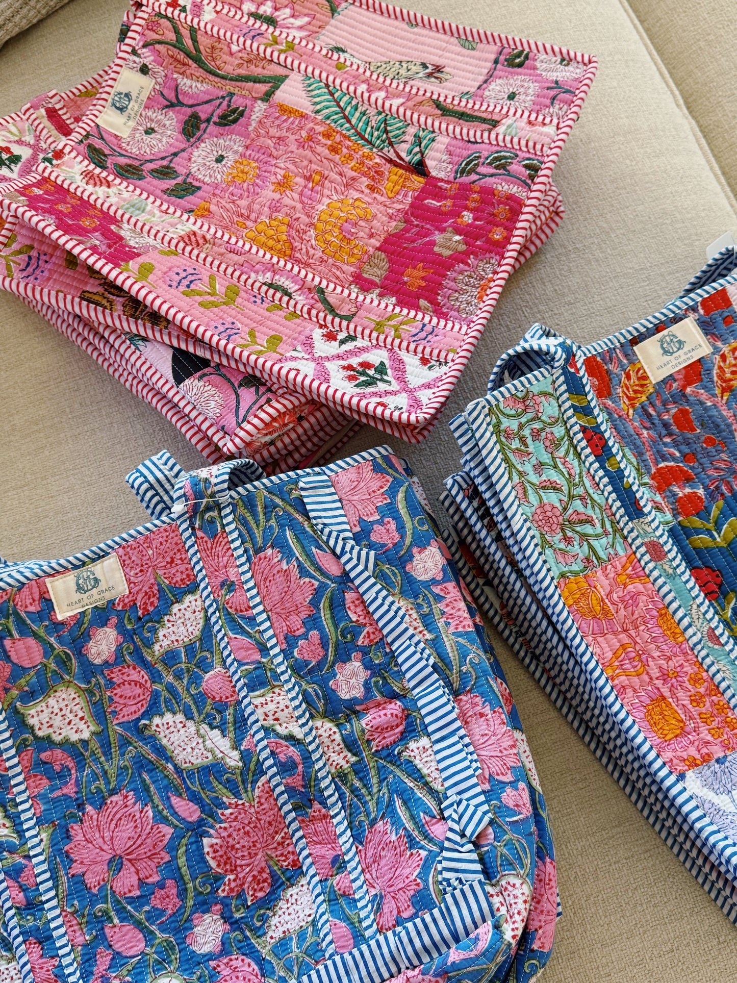 the pink city patchwork bag