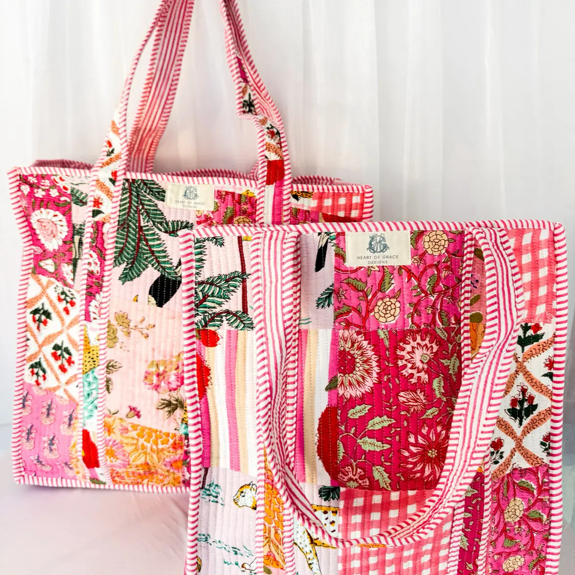 the pink city patchwork bag
