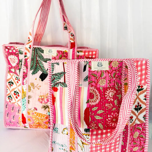 the pink city patchwork bag