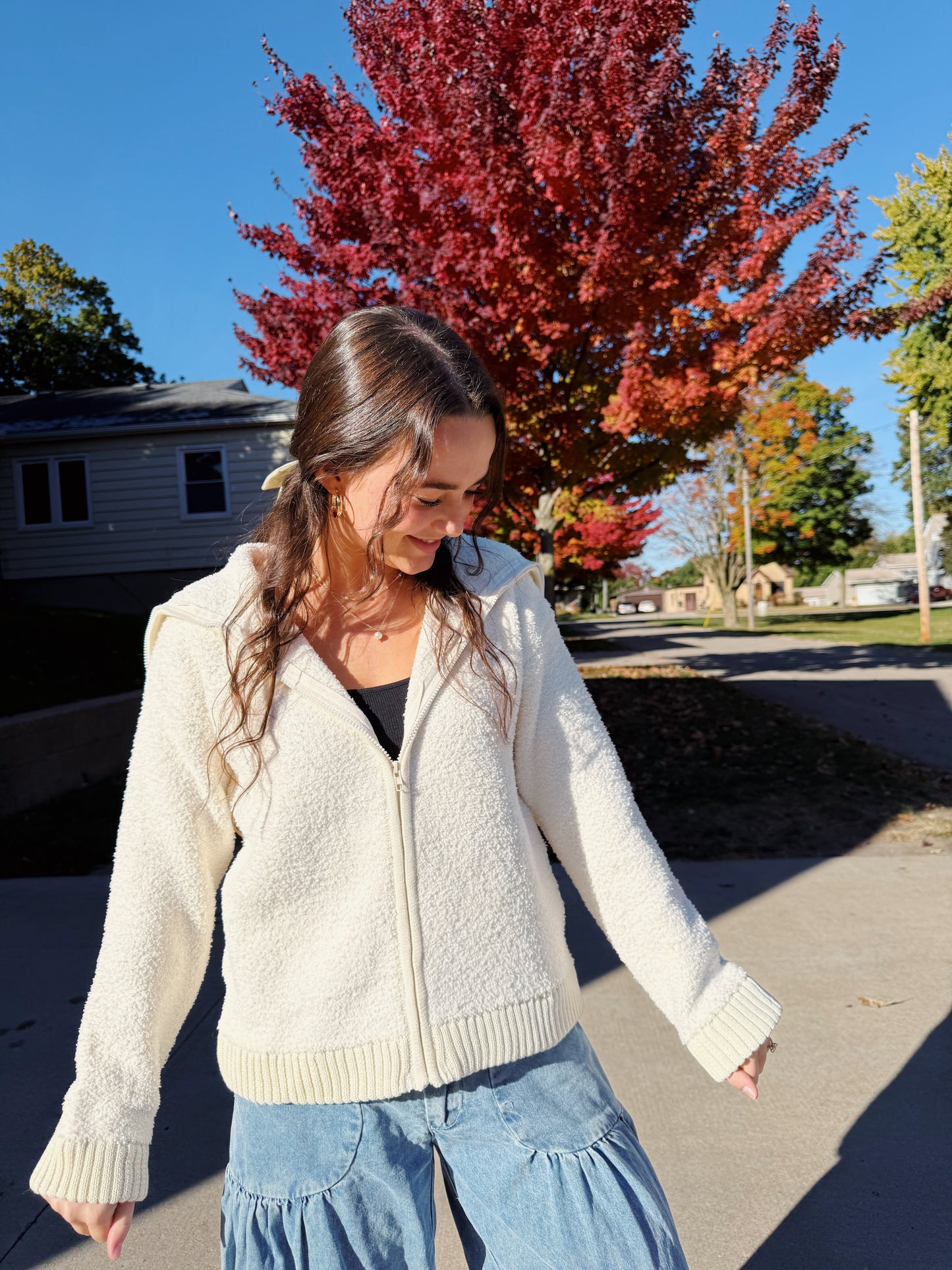 cozy cream zip up