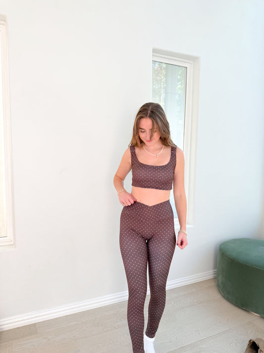 brown polka dot leggings