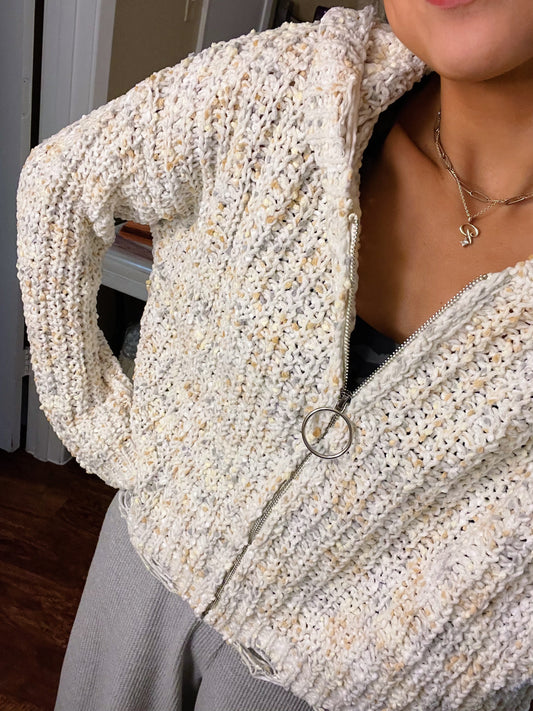 beachy knit zip up