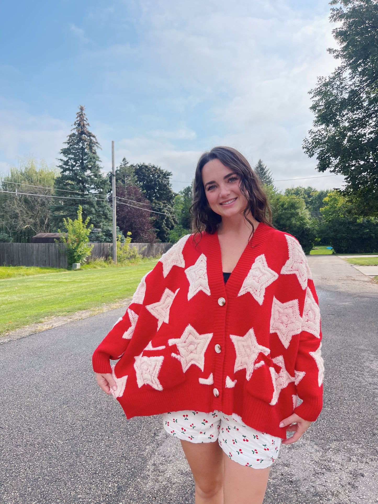 starry cardigan -RED