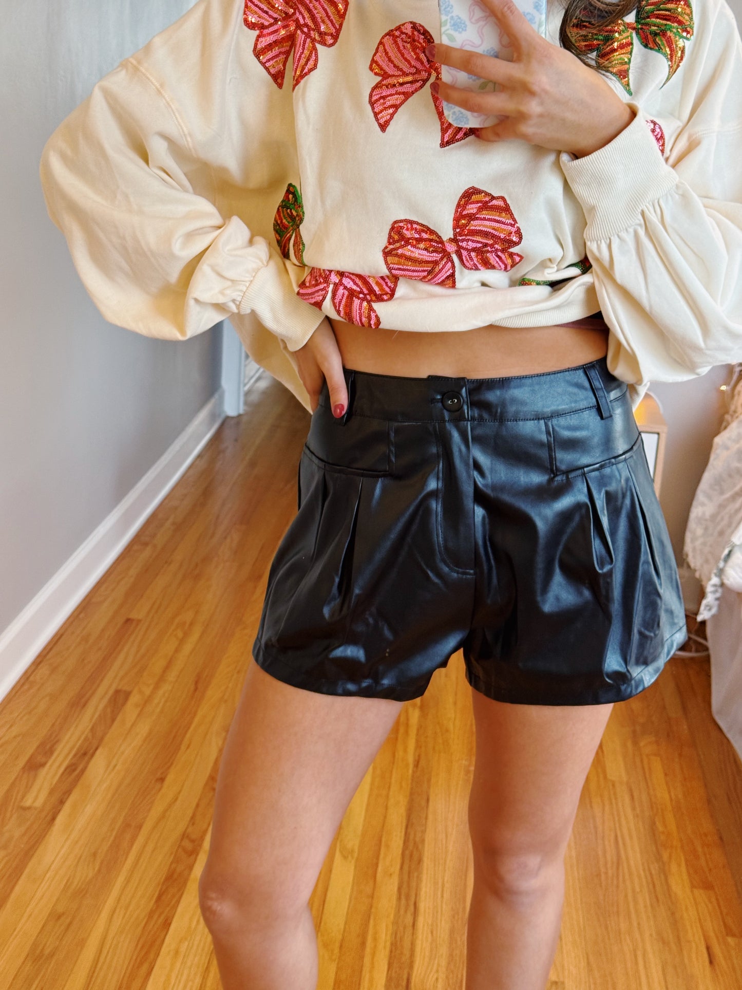 midnight leather shorts