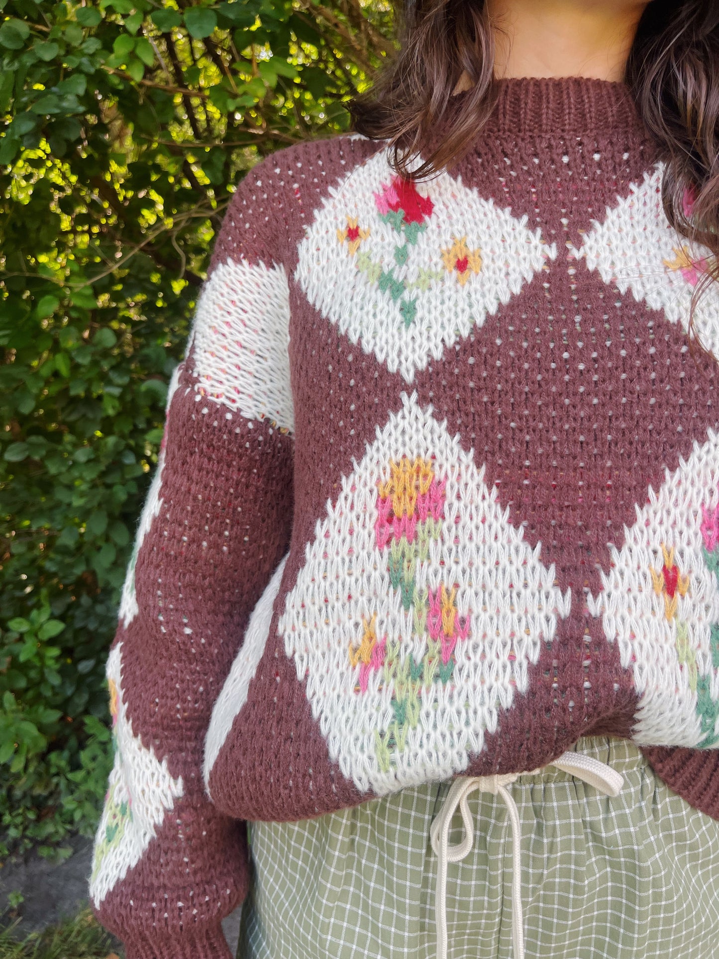 vintage rose sweater -ESPRESSO