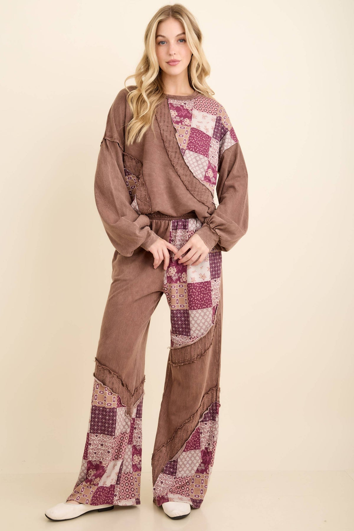 Mineral Washed Patchwork Swirl Pants