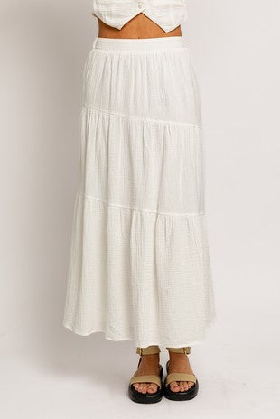 blooming white maxi skirt