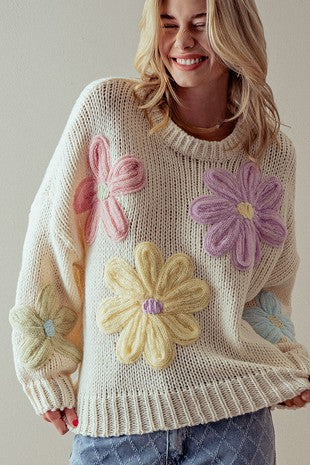 daisy oversized sweater -IVORY