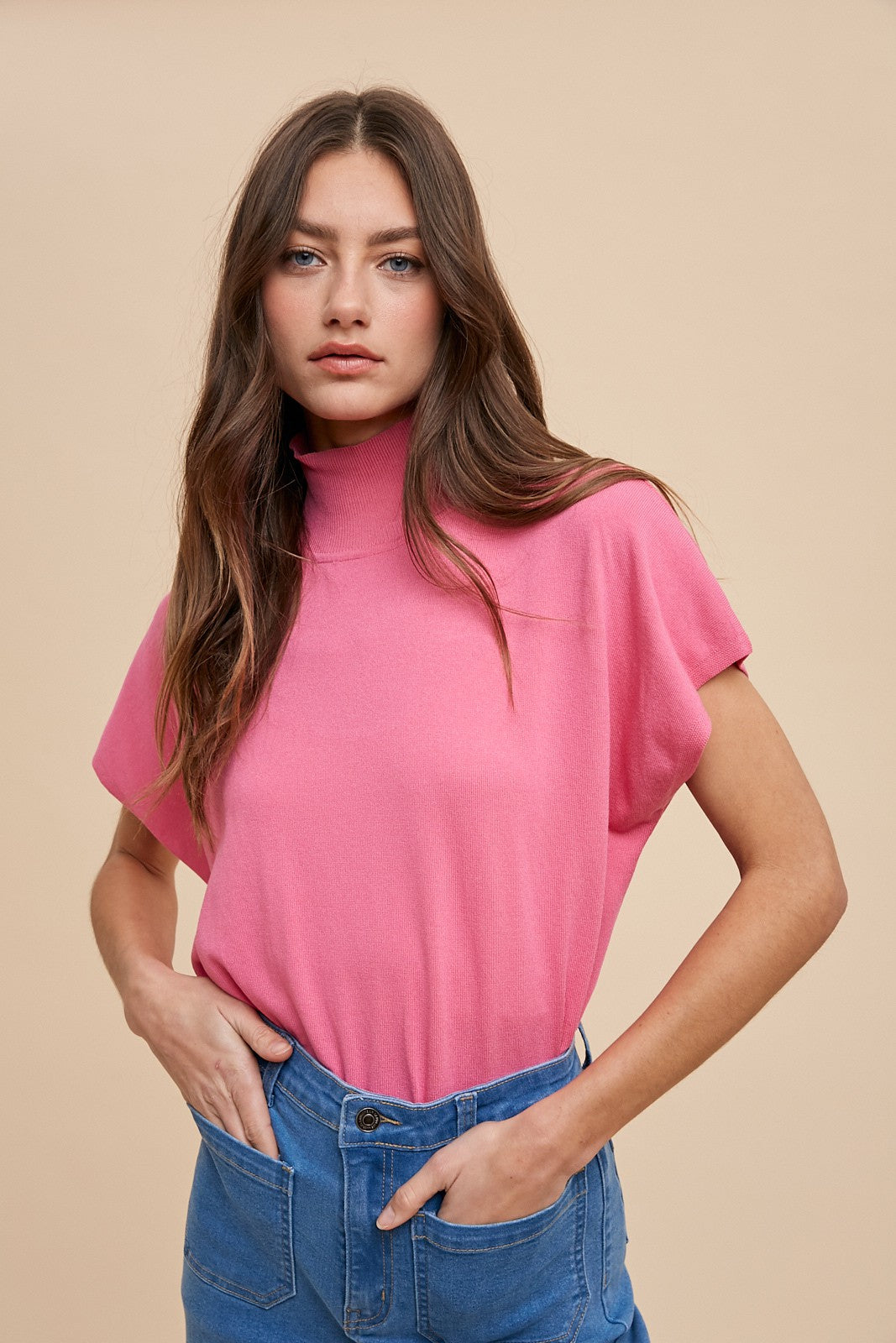 mock neck top -SHERBET