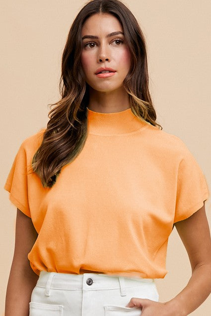 mock neck top -DREAMSICLE