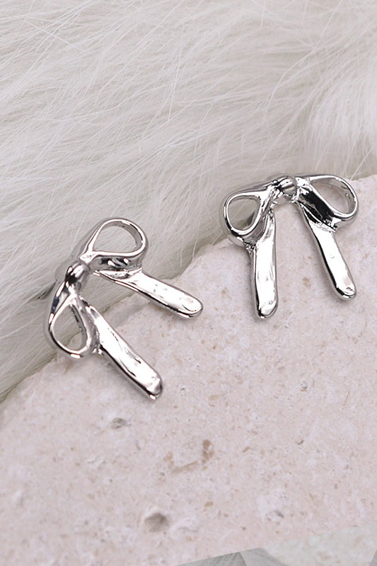 silver bow earrings 1 LEFT