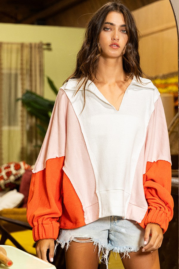 sunset collared pullover