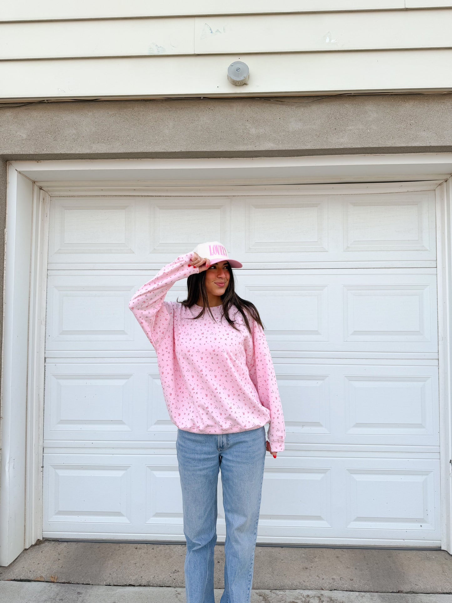 pink rose oversized crewneck