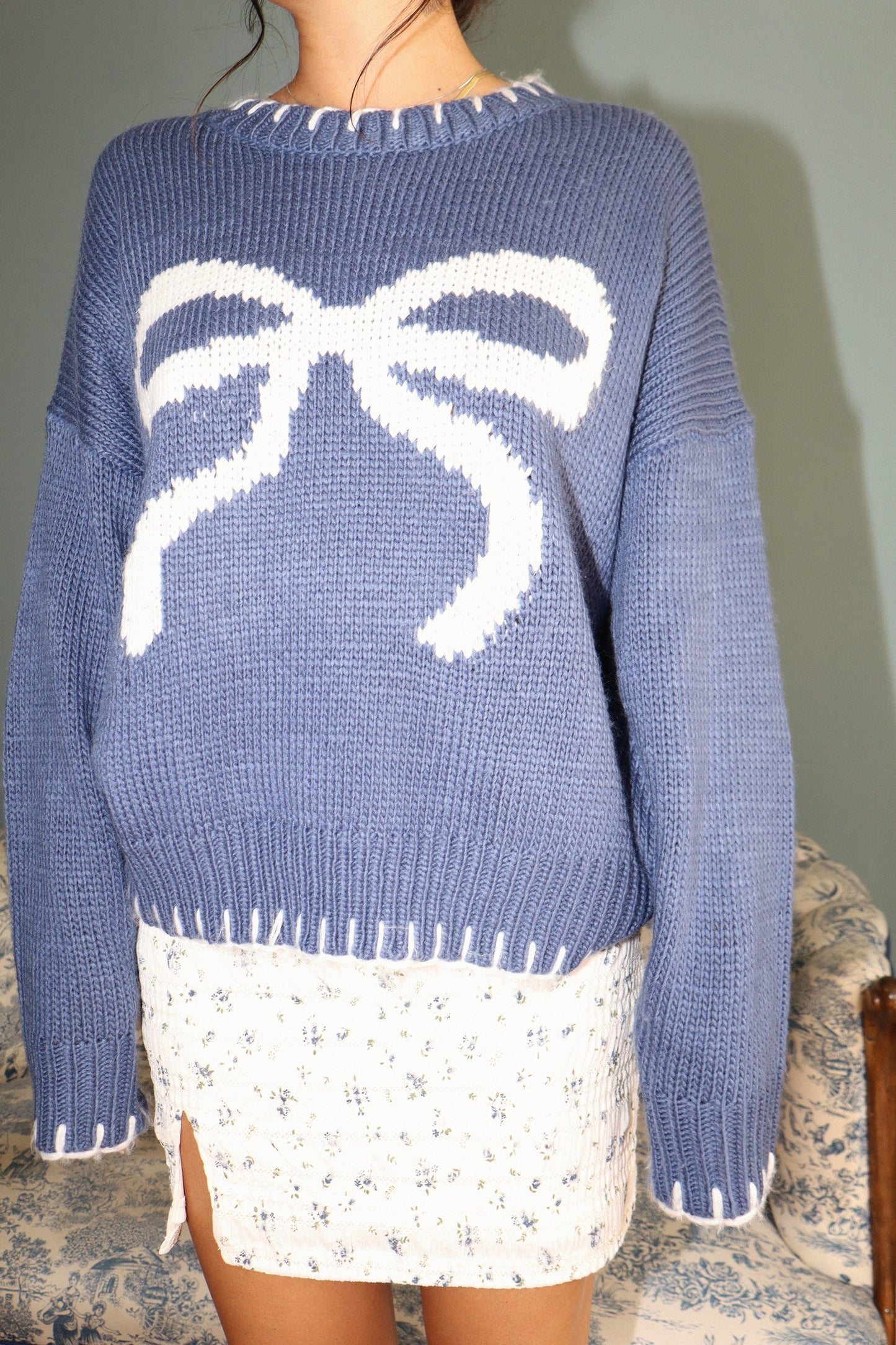 Sarah ribbon sweater -NAVY