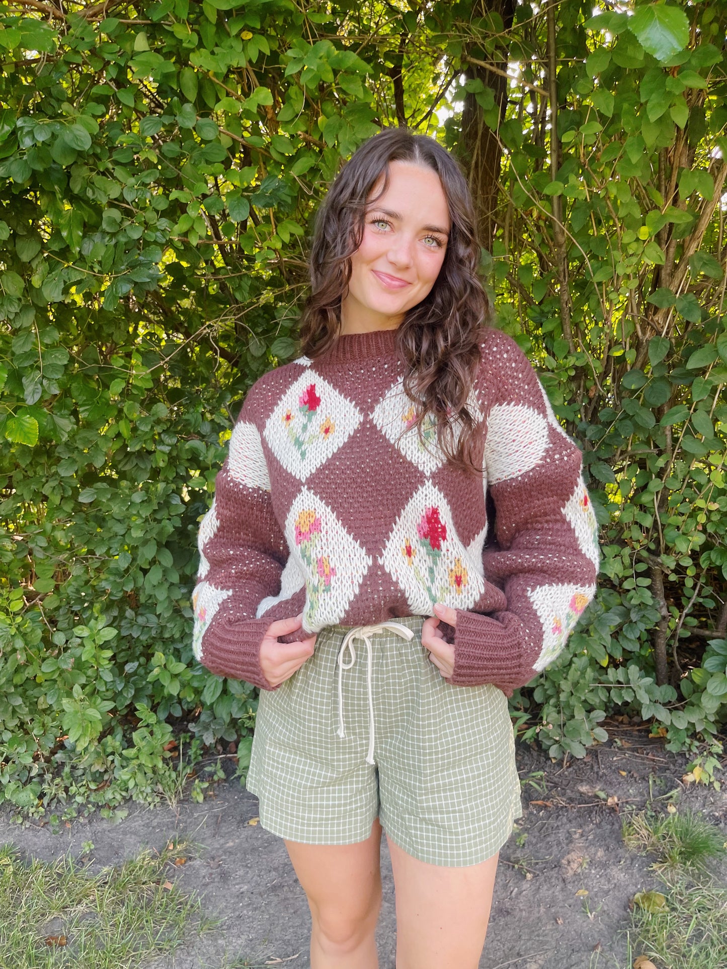 vintage rose sweater -ESPRESSO