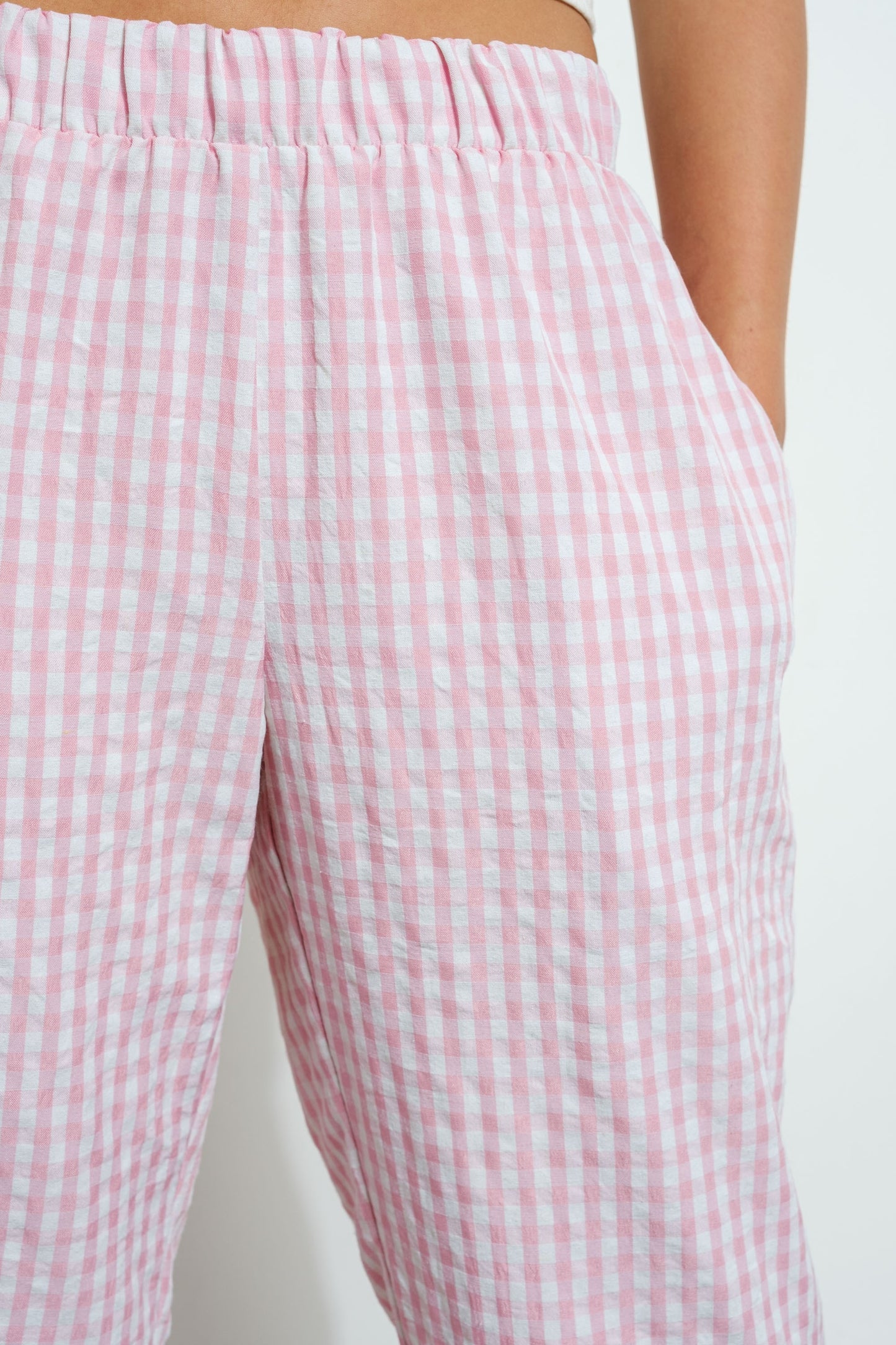 gingham relaxed pants -BLUSH