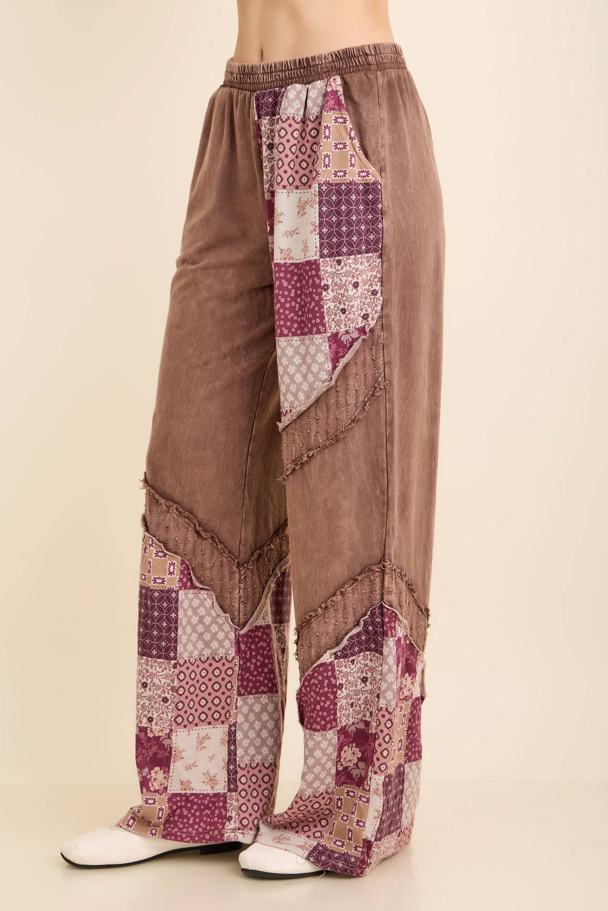 Mineral Washed Patchwork Swirl Pants