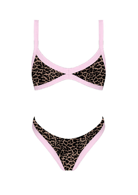 girly leopard bikini set