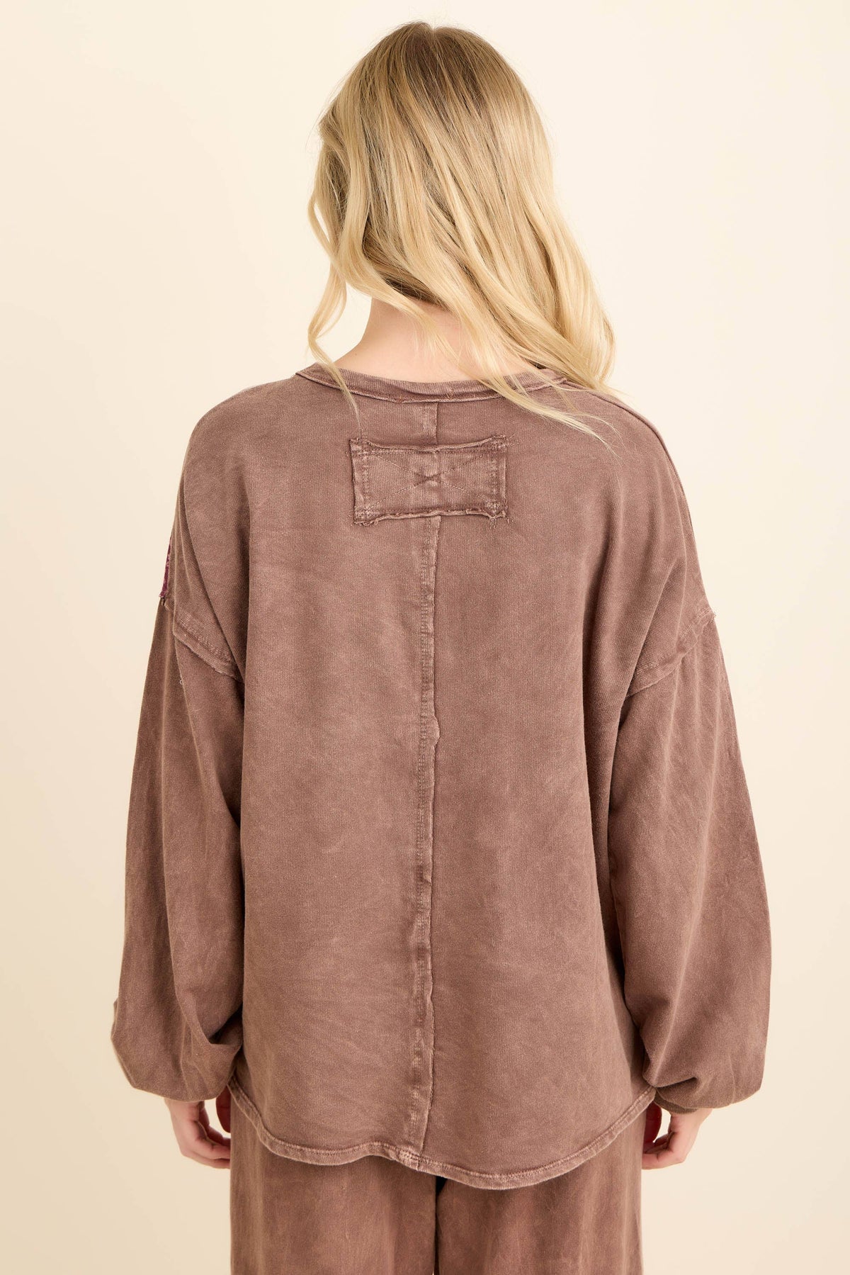 Mineral Washed Fall Patchwork Swirl Top