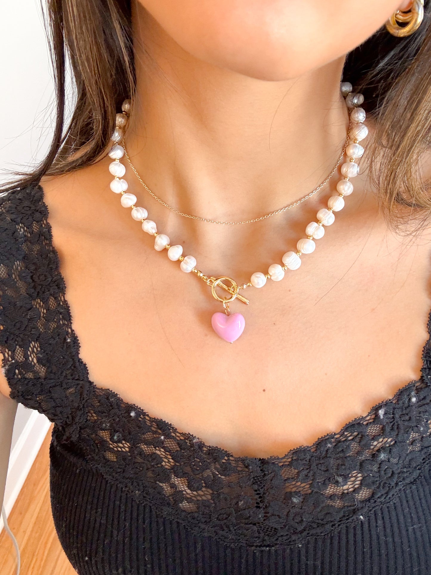 pearly pink necklace