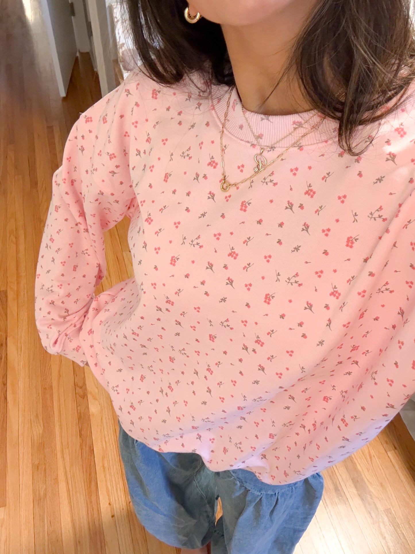 pink rose oversized crewneck