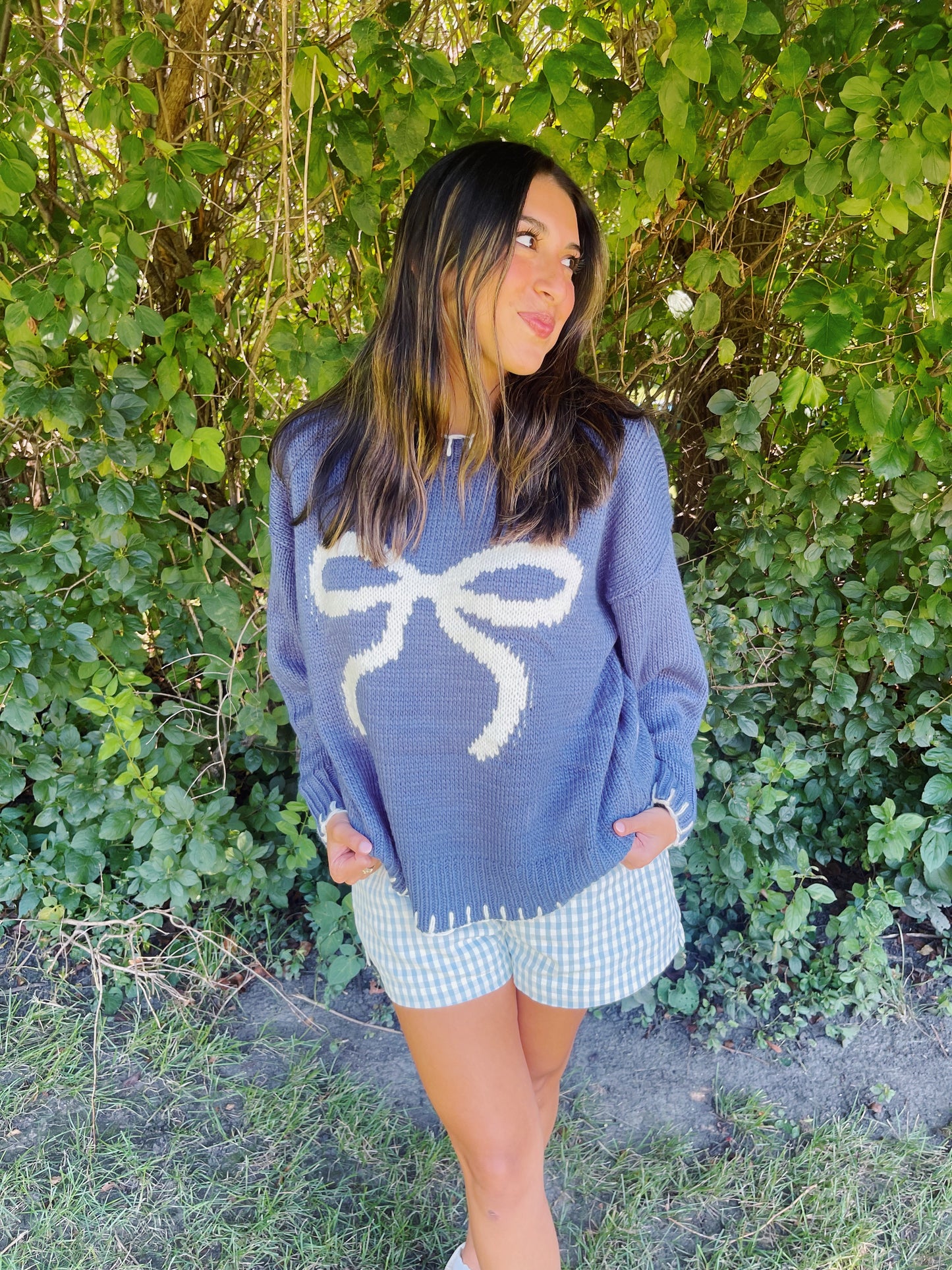 Sarah ribbon sweater -NAVY