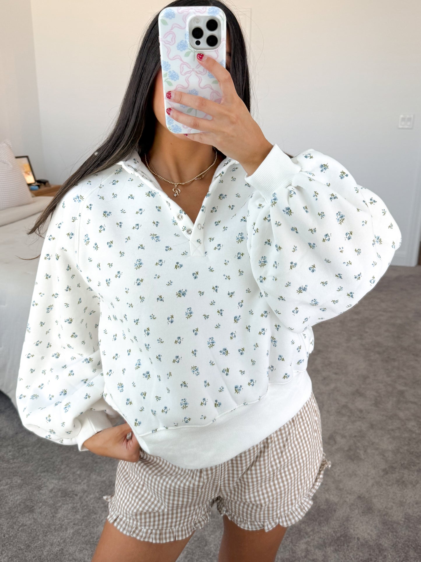 the Piper pullover -BLUE FLORAL