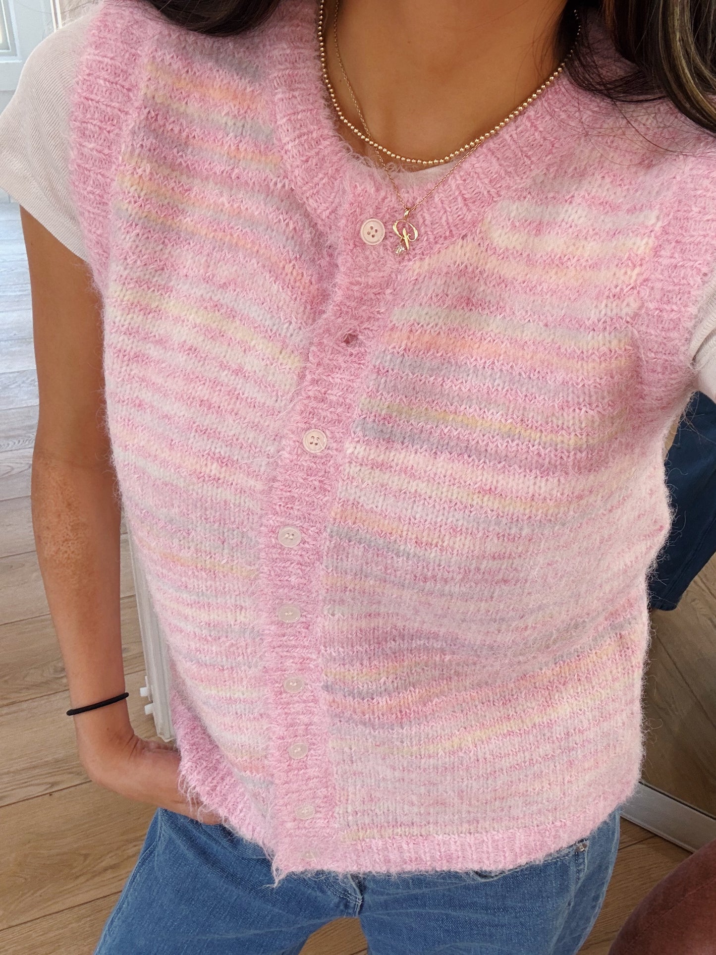 cotton candy rainbow vest