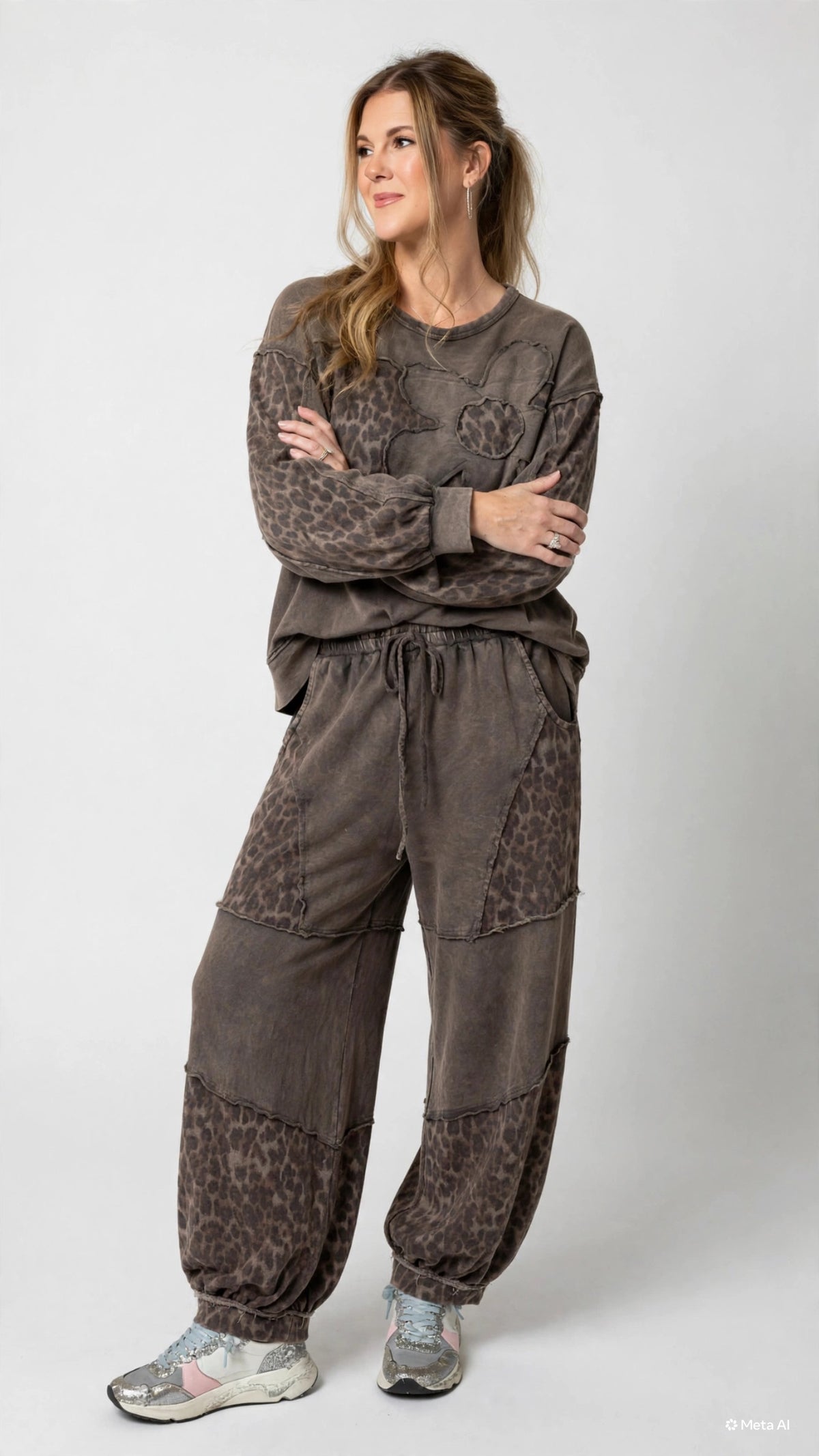 Leopard Balloon Mineral Washed Lounge Pants