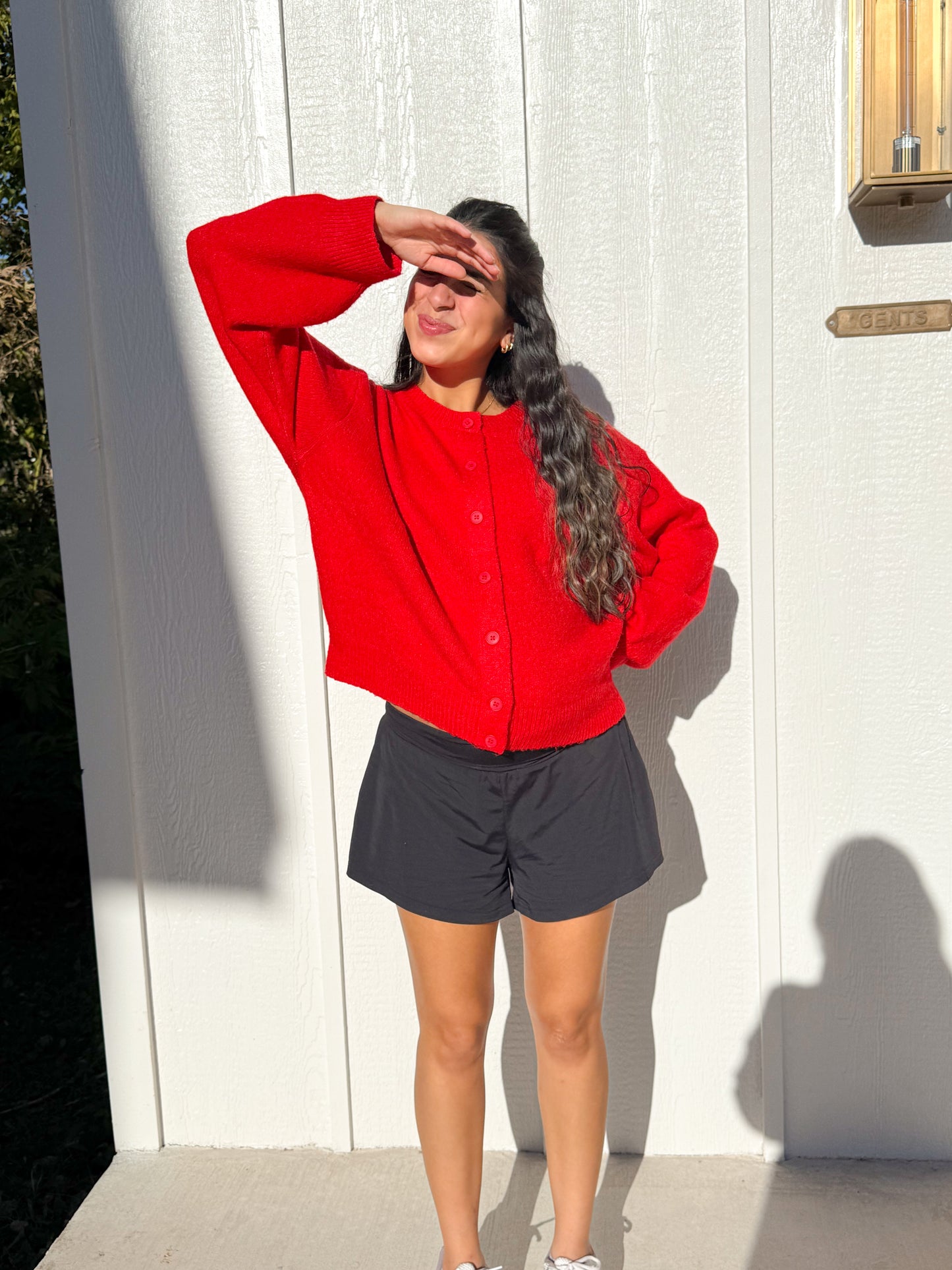 cherry holiday cardigan