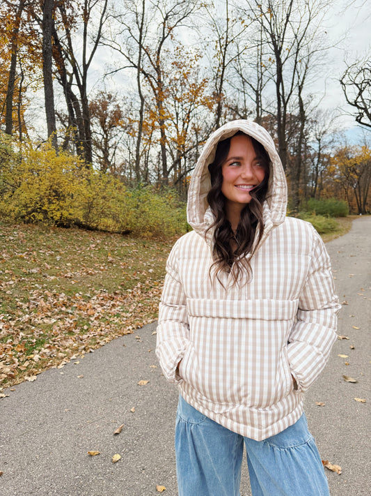 girly gingham puffer jacket