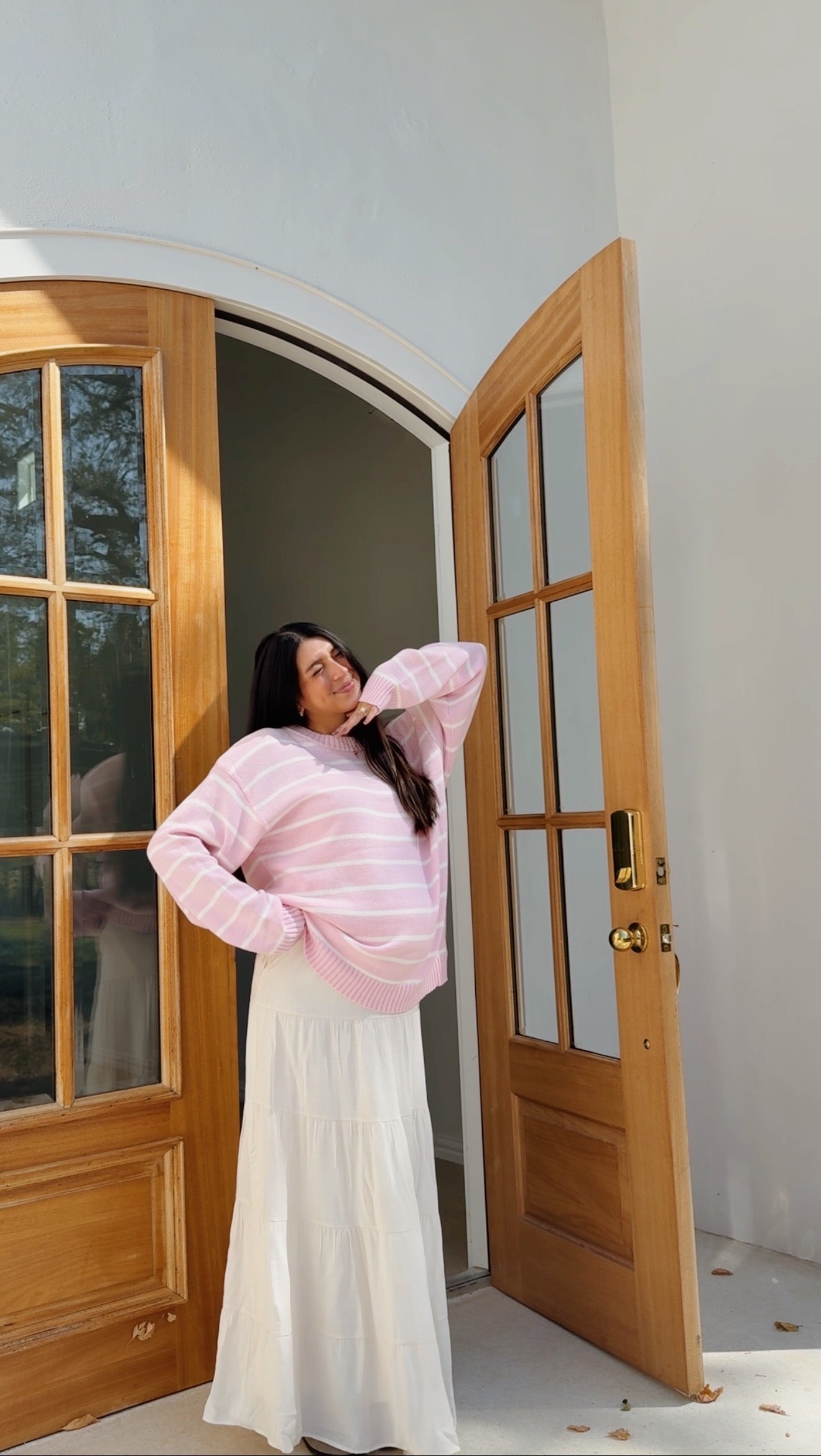 ballet pink striped crew