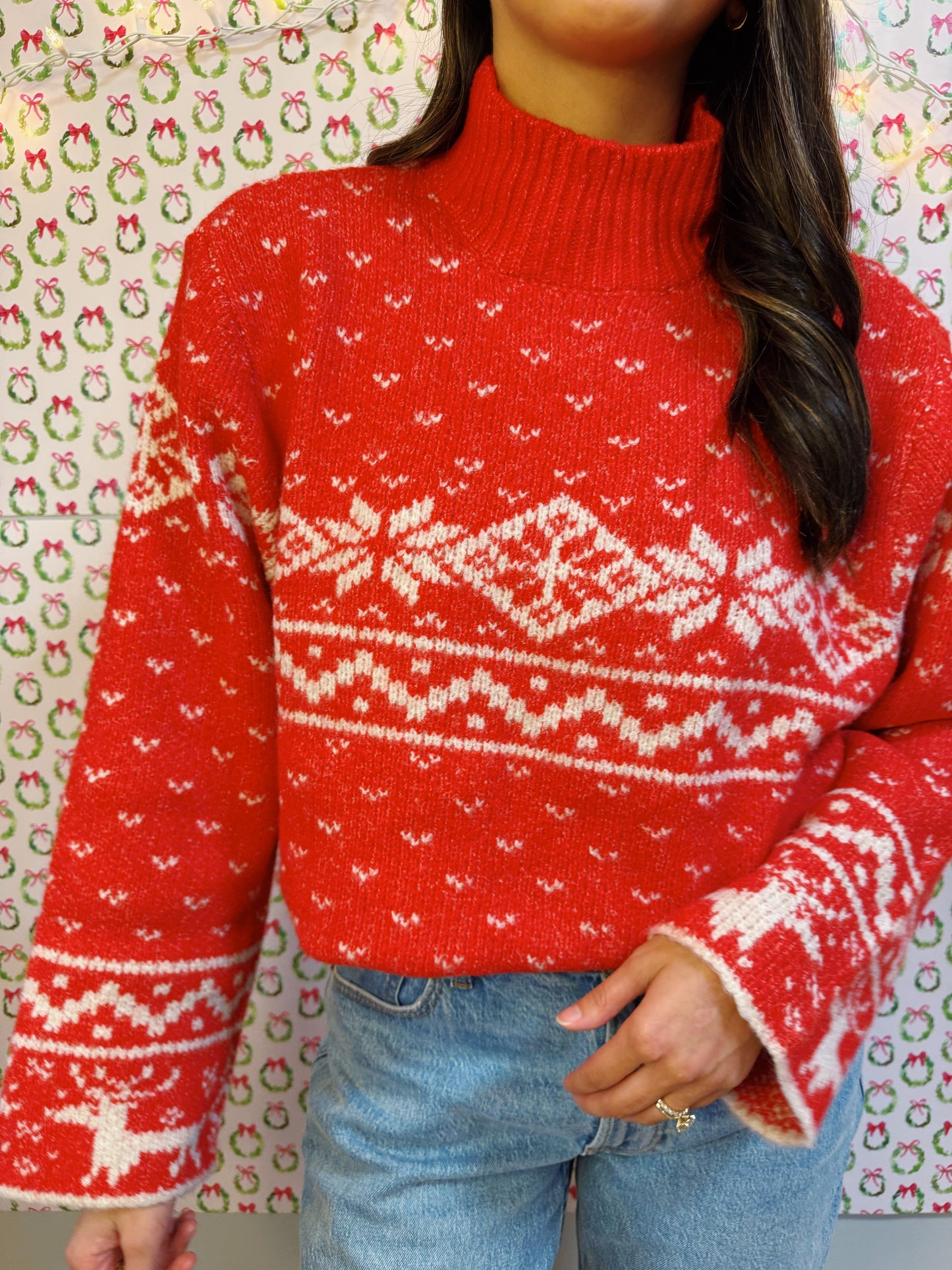 vintage holiday sweater -RED