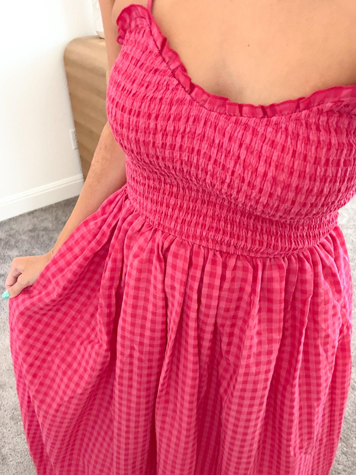 summer gingham maxi dress