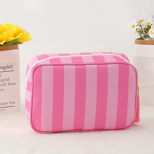 striped makeup bags