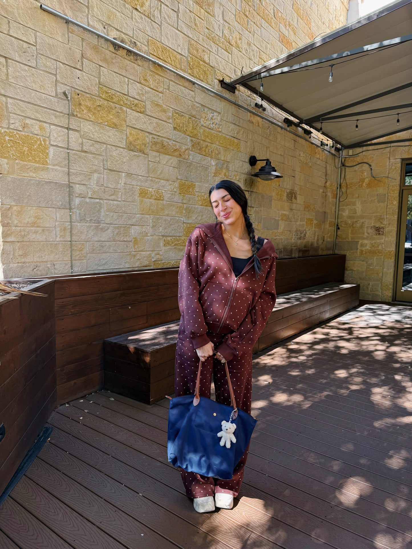 brown polka dot sweats