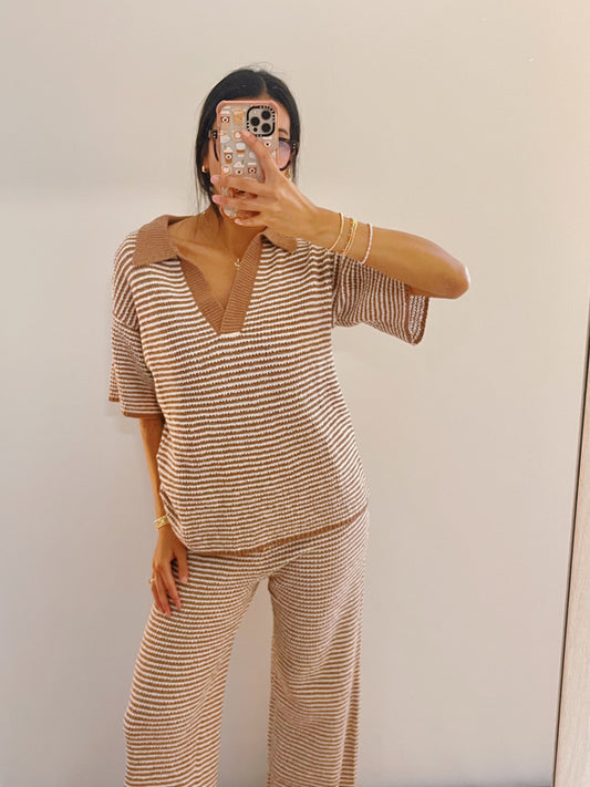 mocha cream striped set