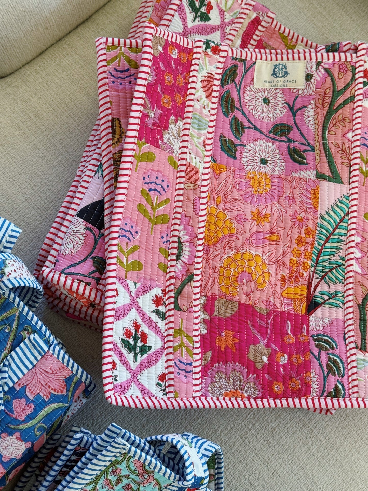 the pink city patchwork bag